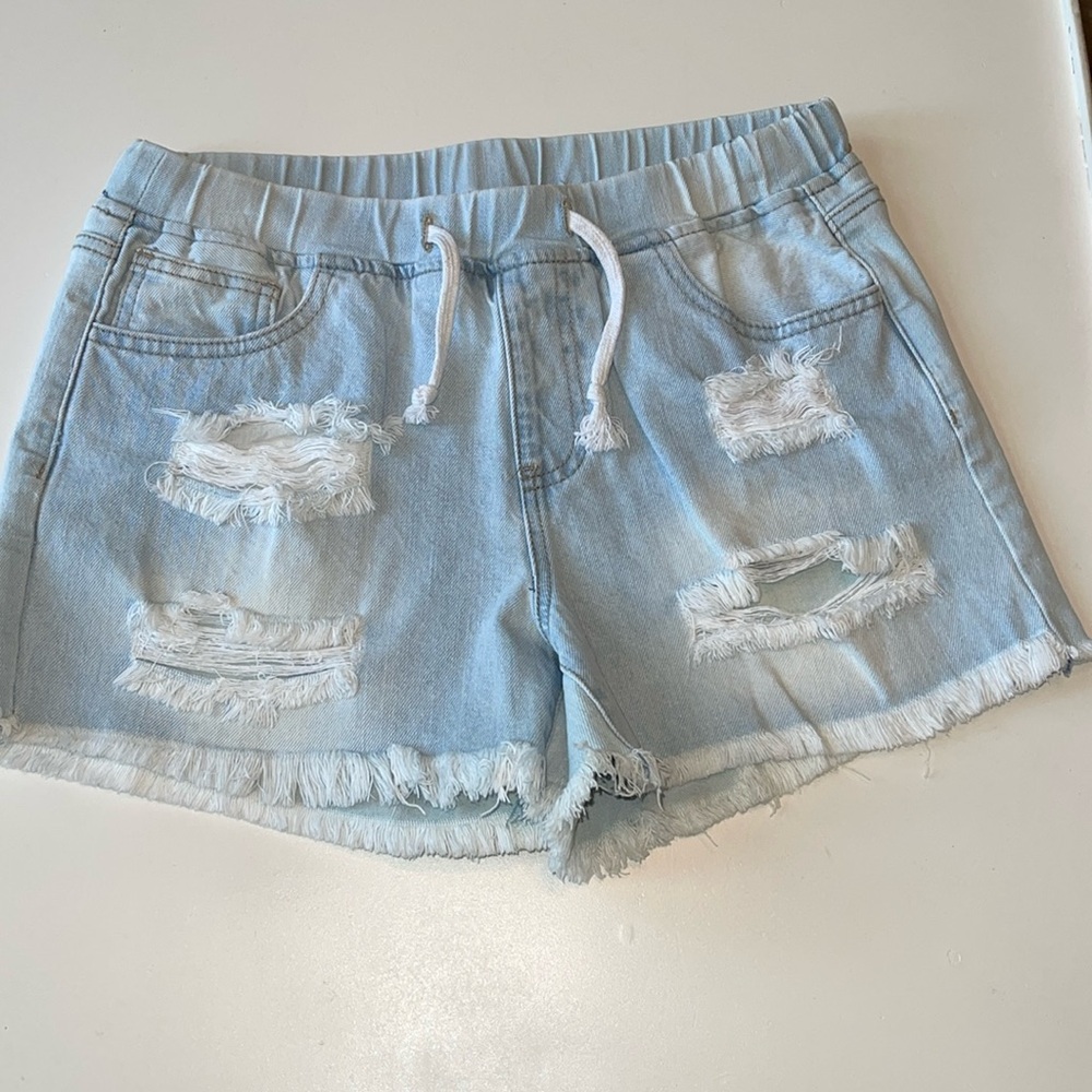 YMI Light Denim Distressed Shorts